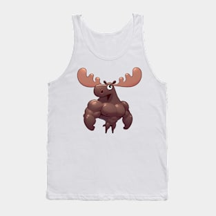 Cute Muscular Moose Illustration Tank Top